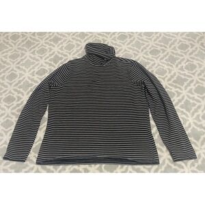 Eddie Bauer Mens XL Black Gray Striped Long Sleeve Turtleneck Cotton Blend Top